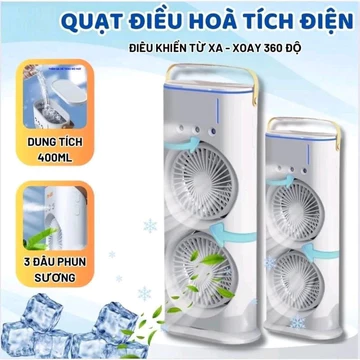 Quạt Điều Hòa Phun Sương Hơi Nước tích điện Để Bàn 2 tầng 2500mAh,Quạt Hơi Nước mini dung tích 400ml
