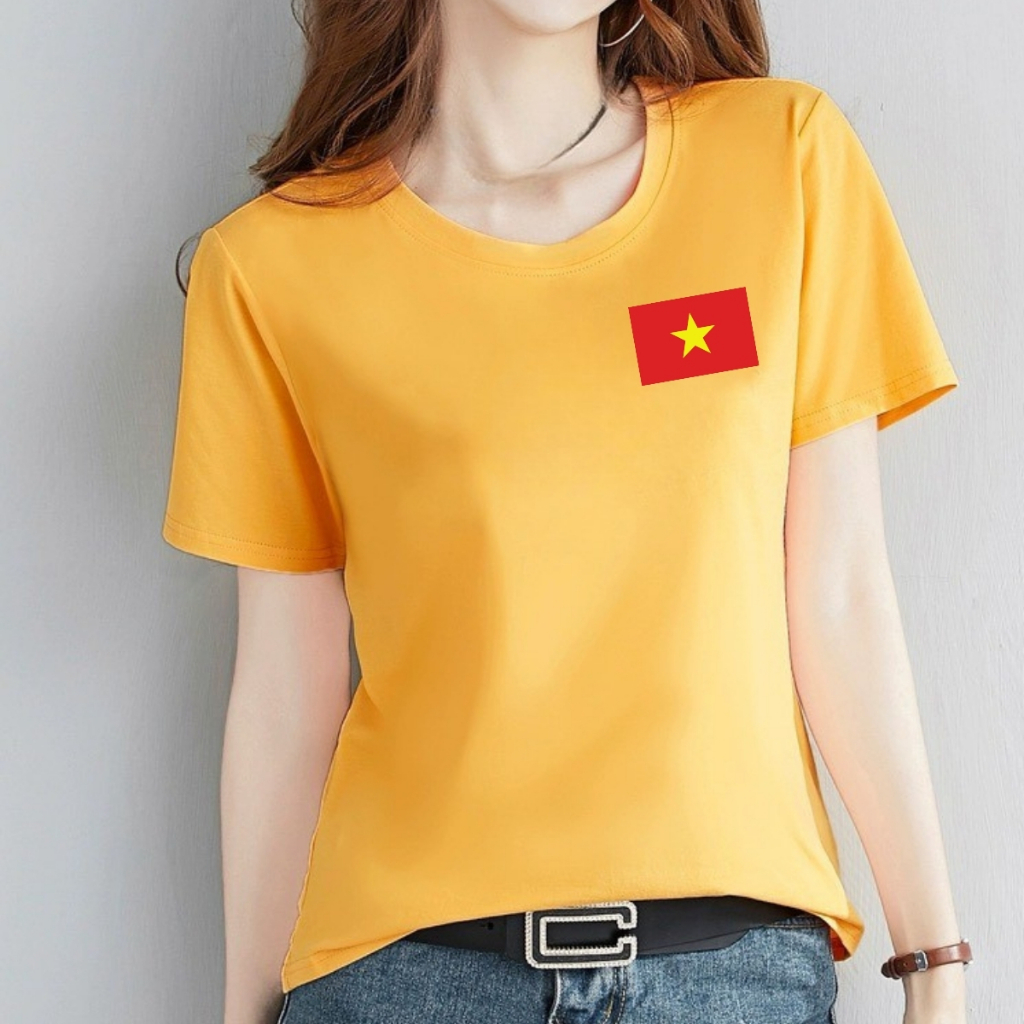 Ảnh Áo phông nữ Cờ Đỏ Sao Vàng Việt nam chất liệu thun cotton - Áo thun nữ 'Độc lập tự do' - LOZA G0400 4