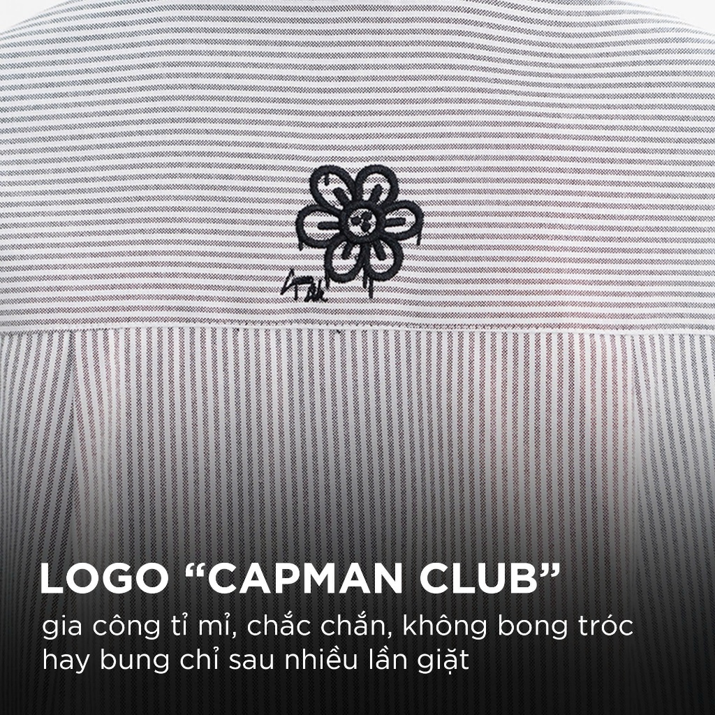 Ảnh Áo sơ mi nam mùa hè sọc oxford VERTICAL ngắn tay CAPMAN CLUB, phom rộng trẻ trung thoải mái 2