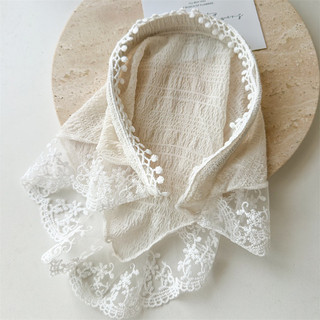 Khăn trùm đầu khăn turban đi biển khăn choàng tam giác hai mặt mùa hè mới khăn trùm đầu ren kiểu Pháp dành cho nữ