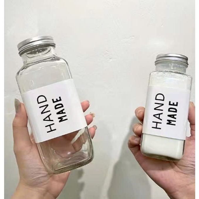 Chai Thủy Tinh Vuông Nước Ép miệng To Nắp nhôm | Tùy Chọn Dung Tích