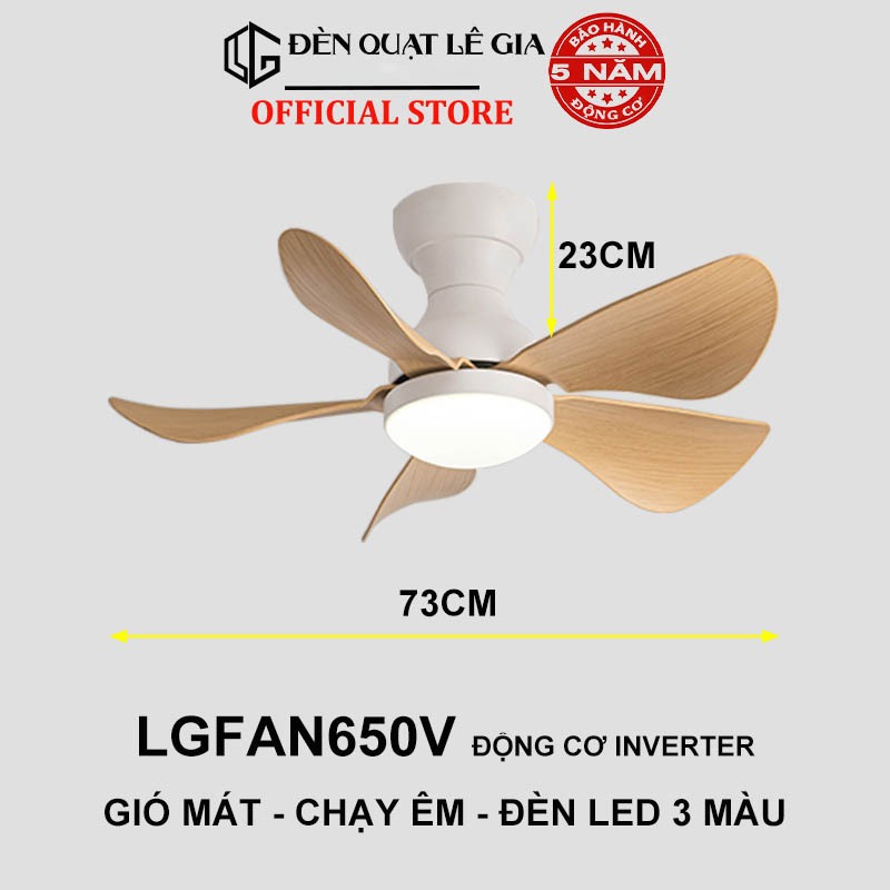 Ảnh Quạt Trần Cho Trần Thấp 2m-3m | Quạt Trần Mini 3 cánh 5 cánh | Quạt trần cổ ngắn chung cư Lê Gia 3