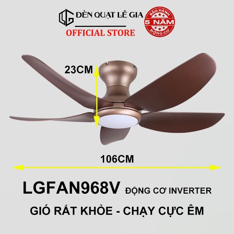 Ảnh Quạt Trần Cho Trần Thấp 2m-3m | Quạt Trần Mini 3 cánh 5 cánh | Quạt trần cổ ngắn chung cư Lê Gia 4