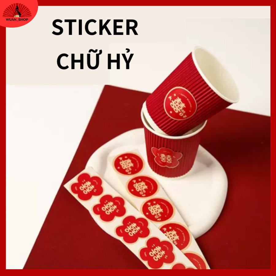 Sticker đám cưới, sticker chữ hỷ, decal chữ hỷ dành cho tiệc cưới trang ...