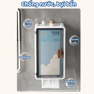 Kệ Đựng Đồ Nhà Tắm 3 Tầng Đa Năng, Hộp Chứa Giấy Chia Ngăn Dán Tường Thích Hợp Cho Không Gian Nhỏ```