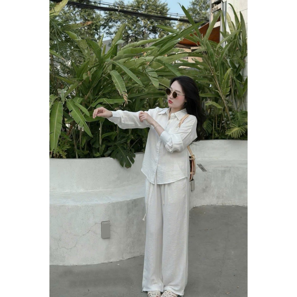 2026. HÈ [SÉT SƠ MI kèm dây lưng] Sét sơ mi chất đũi, Sét áo dài quần dài. Đủ size S M L XL . Đồ bộ nữ