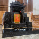 [TRÀM] Bàn thờ ông địa tủ thờ thần tài gỗ tràm mái ngói chùa 2 tầng 4D sơn đen đẹp rẻ gia công 48cm 60cm — ảnh 2
