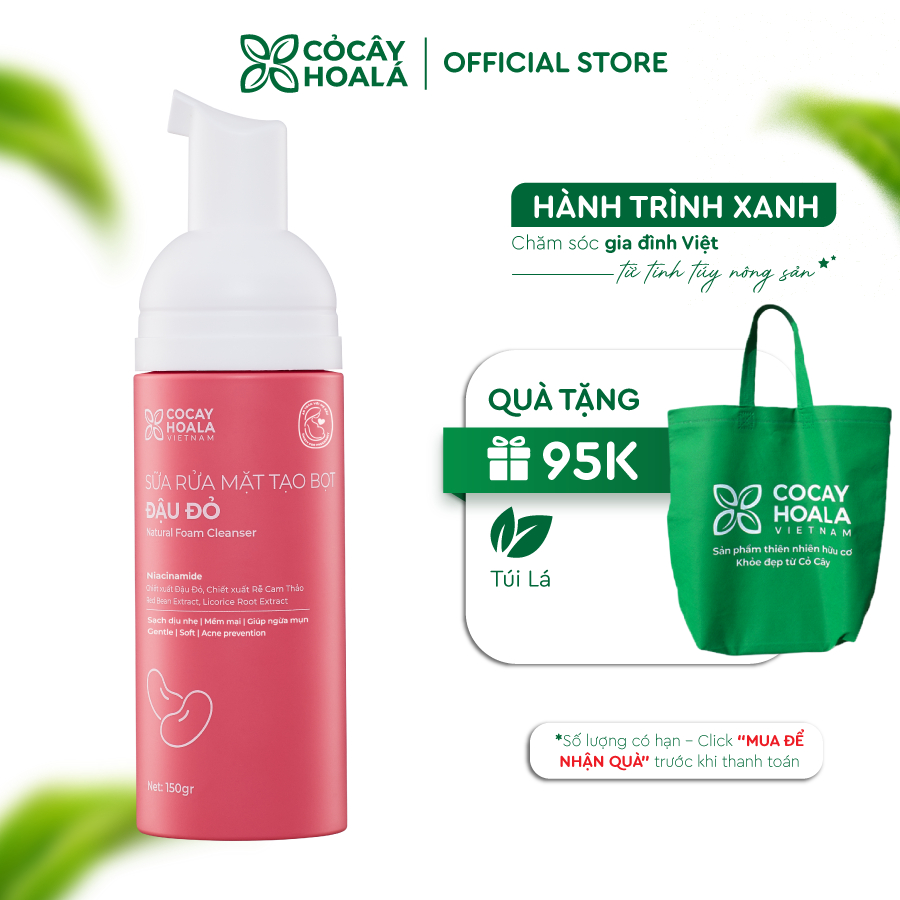 Ảnh Sữa Rửa Mặt Tạo Bọt Đậu Đỏ Cỏ Cây Hoa Lá 150g Giúp Làm Sạch Dịu Nhẹ, Mềm Mại, Sáng Mịn 1