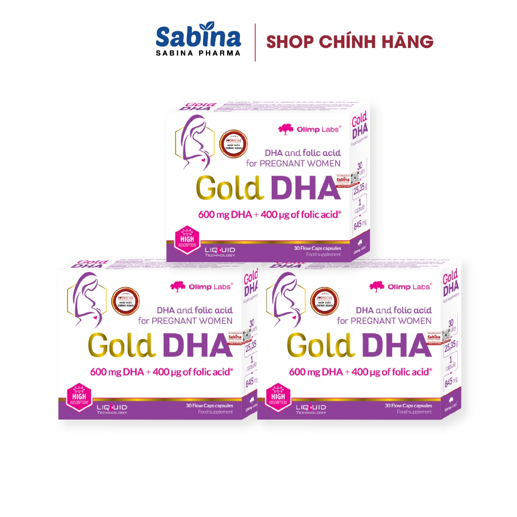 Ảnh 3 hộp Gold DHA - Thực phẩm bảo vệ sức khỏe giúp bổ sung DHA cho bà bầu và cho con bú 25,35g (Olimp Labs) 1