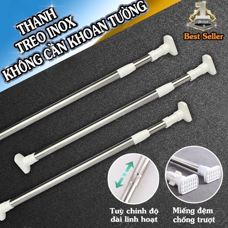 Thanh Treo Rèm Cửa / Tắm INOX đa năng cao cấp đầu vuông - Không Cần ...