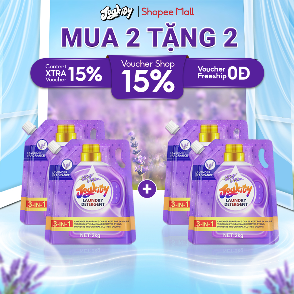 Ảnh [COMBO 2] Nước Giặt Joykity Hương Lavender Dịu Nhẹ An Toàn Cho Da / Hỗ Trợ Làm Sạch Vết Bẩn Ưu Việt / Lưu Hương 24 Tiếng 1