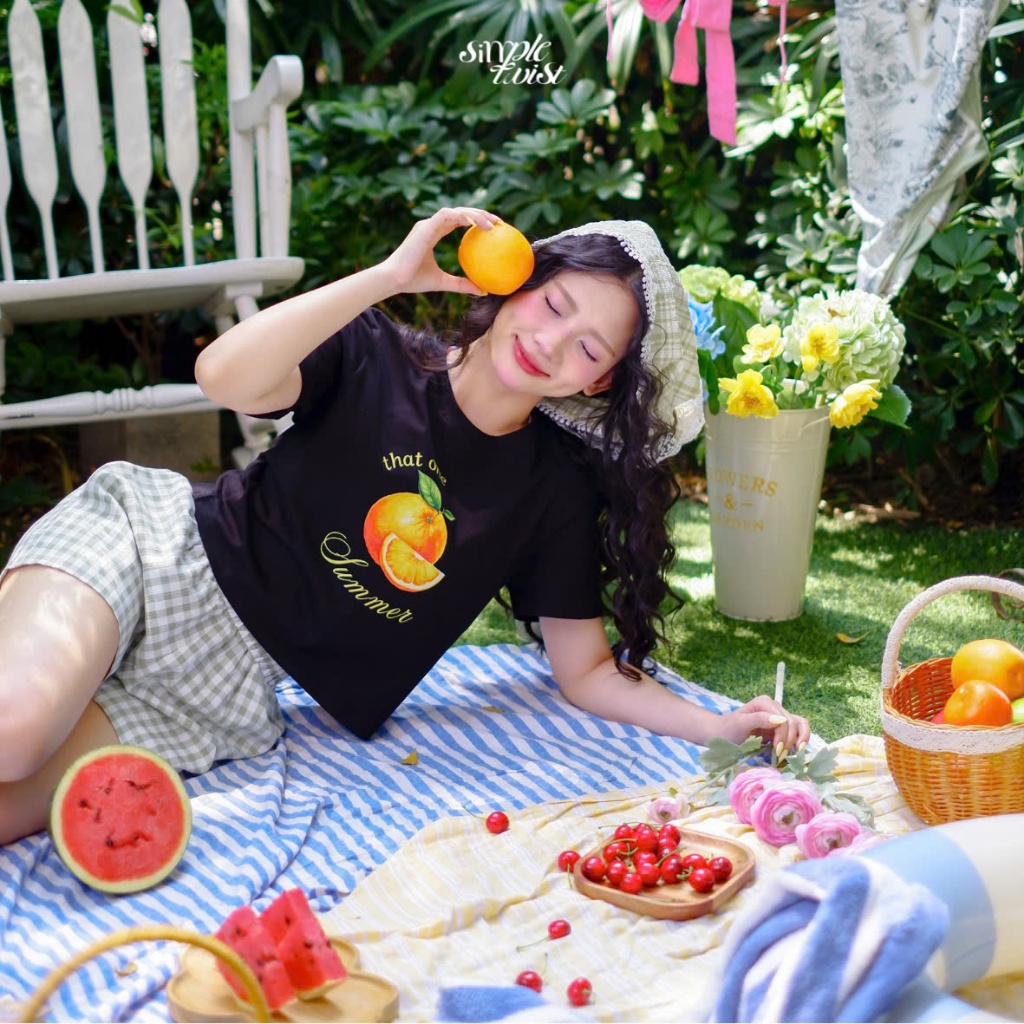 Ảnh Áo thun mùa hè tay ngắn hình trái cây That One Summer cotton mặc ở nhà đi tập đi chơi – Simple Twist 2