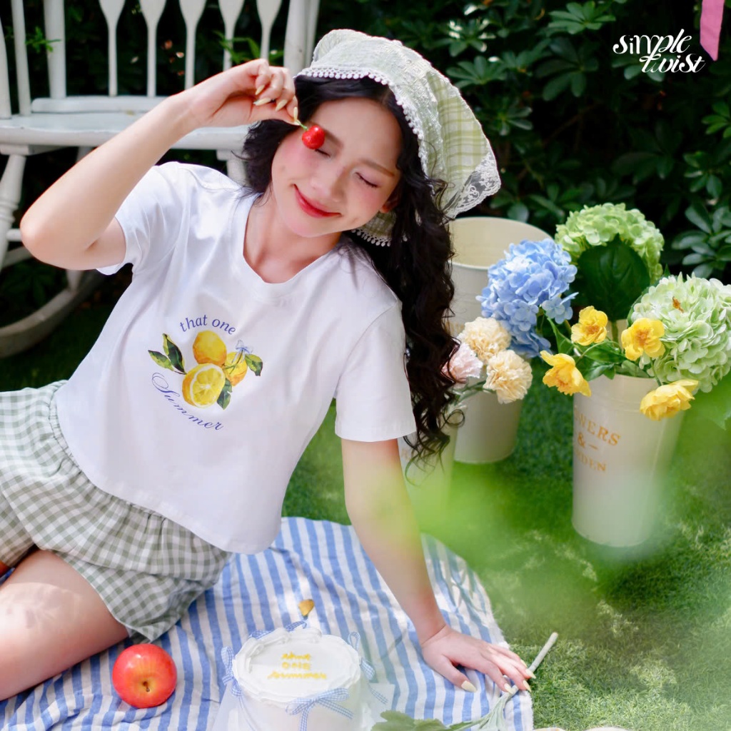 Ảnh Áo thun mùa hè tay ngắn hình trái cây That One Summer cotton mặc ở nhà đi tập đi chơi – Simple Twist 1