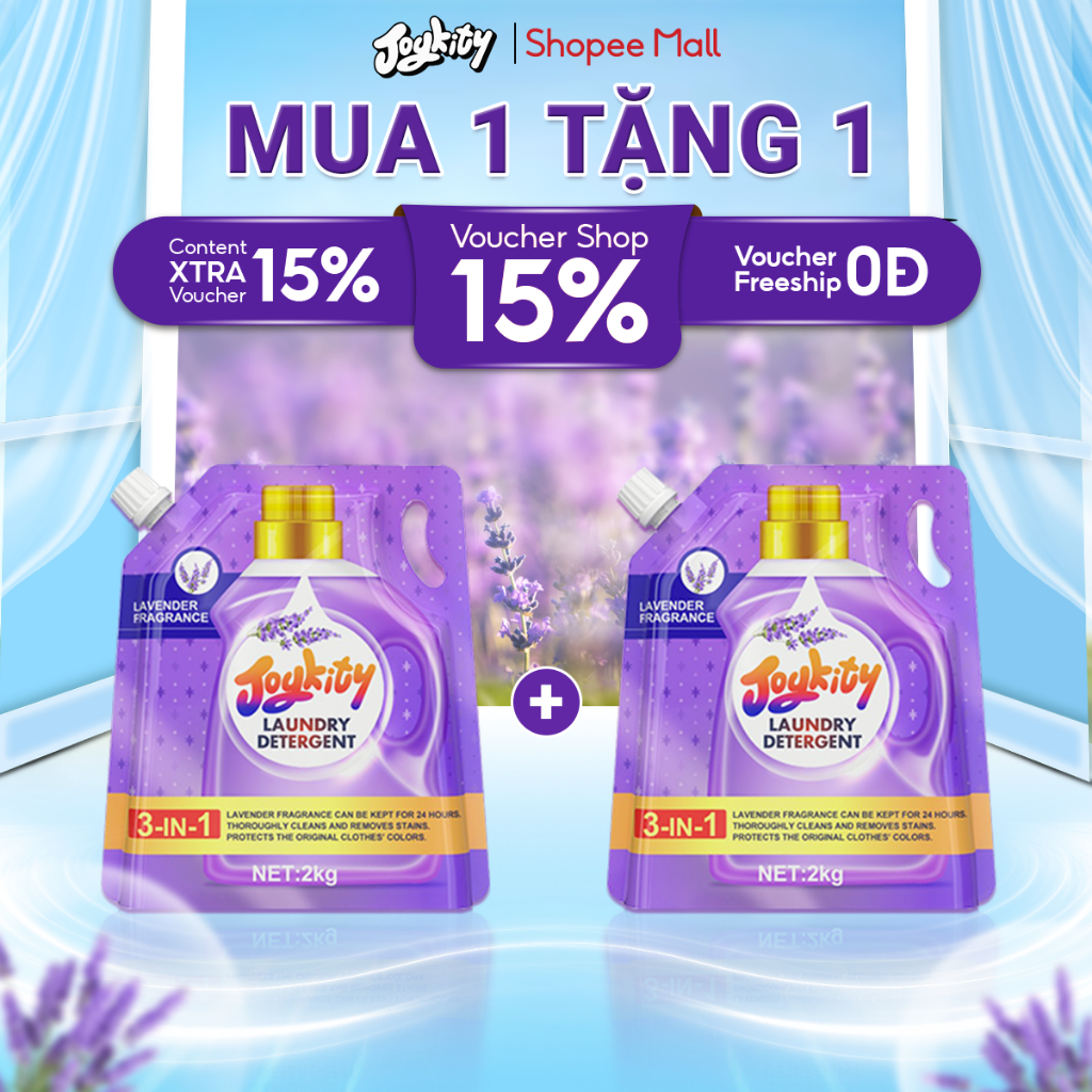 Ảnh [MUA 1 TẶNG 1] Nước Giặt Joykity Hương Lavender túi 2L Dịu Nhẹ An Toàn Cho Da Lưu Hương 24 Tiếng 1