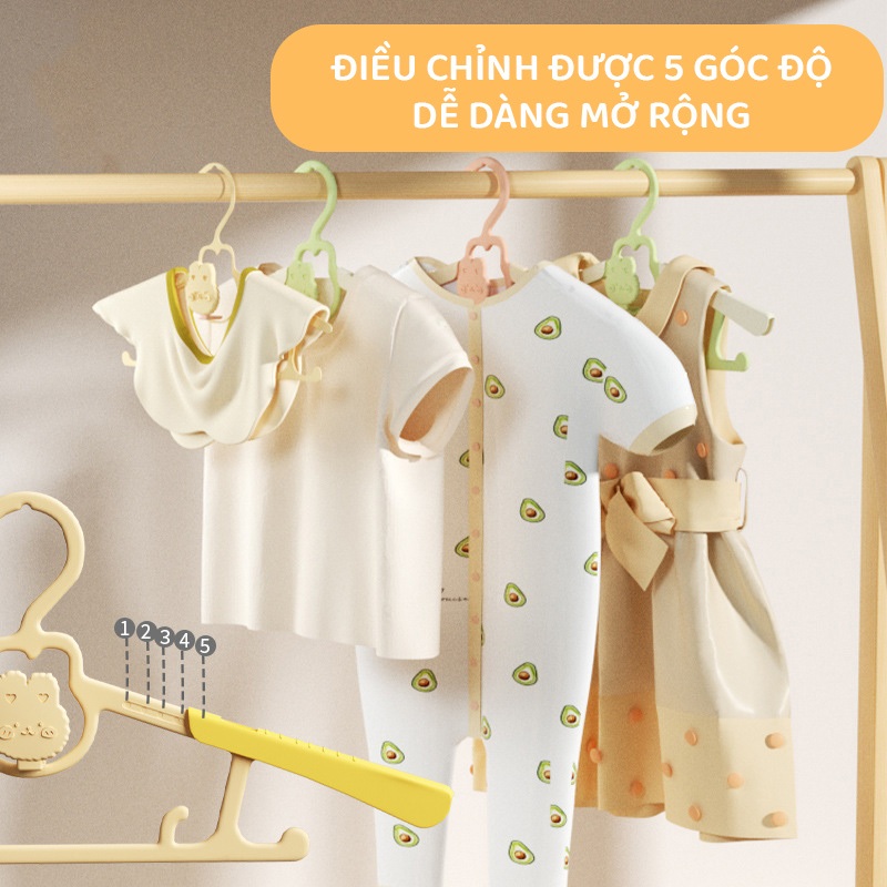 Ảnh Combo 4 Móc treo quần áo trẻ em giá treo quần áo trẻ em đặc biệt có thể thu gọn cho trẻ sơ sinh và trẻ nhỏ 2