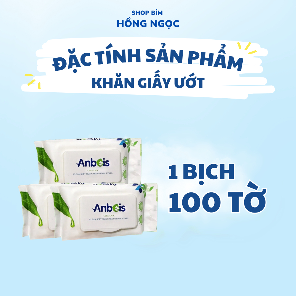 [1 Thùng 15 GÓI] Khăn ướt không mùi Anbeis - chứa tinh chất trà xanh an toàn cho da nhạy cảm