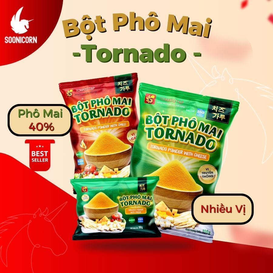 🧀 Bột Phô Mai Tornado - Lắc Khoai Tây, Gà Rán, Tokbokki, Bắp Rang Vị Phô Mai Hàn Quốc – Soonicorn