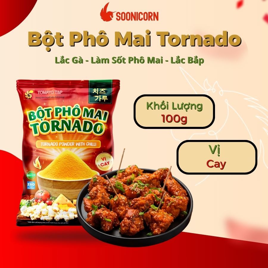 🧀 Bột Phô Mai Tornado - Lắc Khoai Tây, Gà Rán, Tokbokki, Bắp Rang Vị Phô Mai Hàn Quốc – Soonicorn