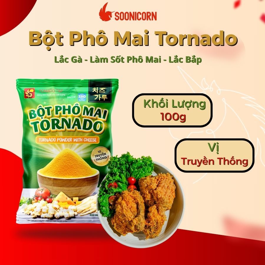 🧀 Bột Phô Mai Tornado - Lắc Khoai Tây, Gà Rán, Tokbokki, Bắp Rang Vị Phô Mai Hàn Quốc – Soonicorn