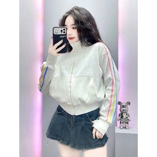 Áo Khoác Nỉ Cổ Cao Viền MÀU CẦU VÒNG Thời Trang Siêu HOT TREND Hiện Nay