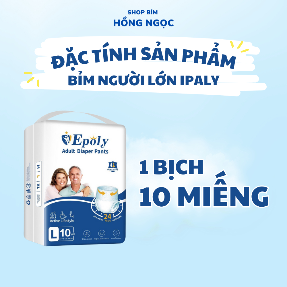COMBO 100 miếng Bỉm Quần/Tã Dán người già EPOLY/IPALY chất lượng giá rẻ thấm hút tốt size M/L/XL