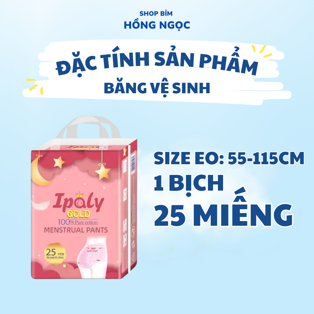 Băng Vệ Sinh Dạng Quần Ipaly Bịch 25 Miếng, Băng Vệ Sinh Phụ Nữ Chống Tràn Ban Đêm Thấm Hút Tốt, Thoải Mái Vận Động