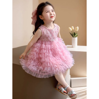 [Tạng Vòng cổ] Váy công chúa tutu hồng hàng QCCC - Váy bé gái ren bèo tầng siêu xinh
