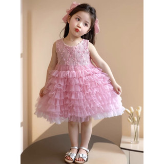 [Tạng Vòng cổ] Váy công chúa tutu hồng hàng QCCC - Váy bé gái ren bèo tầng siêu xinh