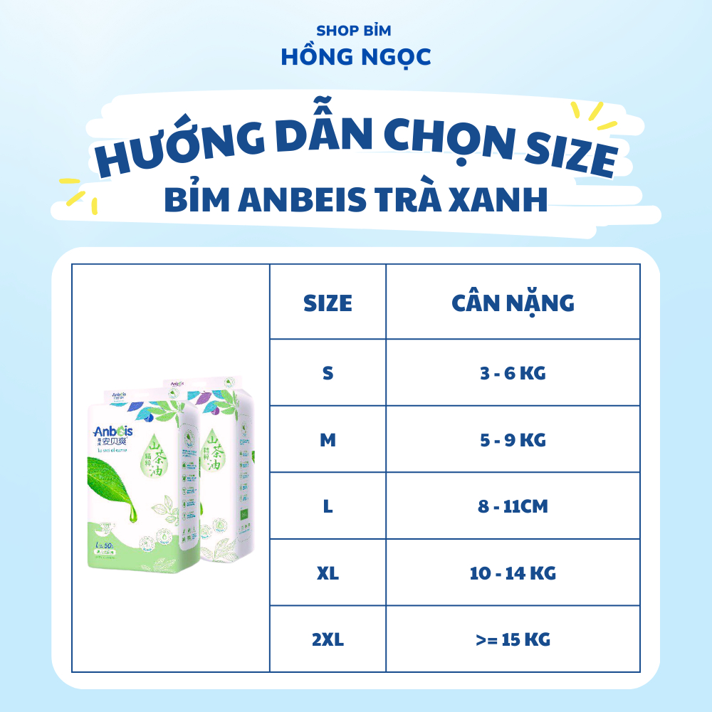 Tã Bỉm Dán/Quần ANBEIS ORGANIC Hàng Nội Địa Cao Cấp Đủ Size NB/S/M/L/XL/2XL/3XL