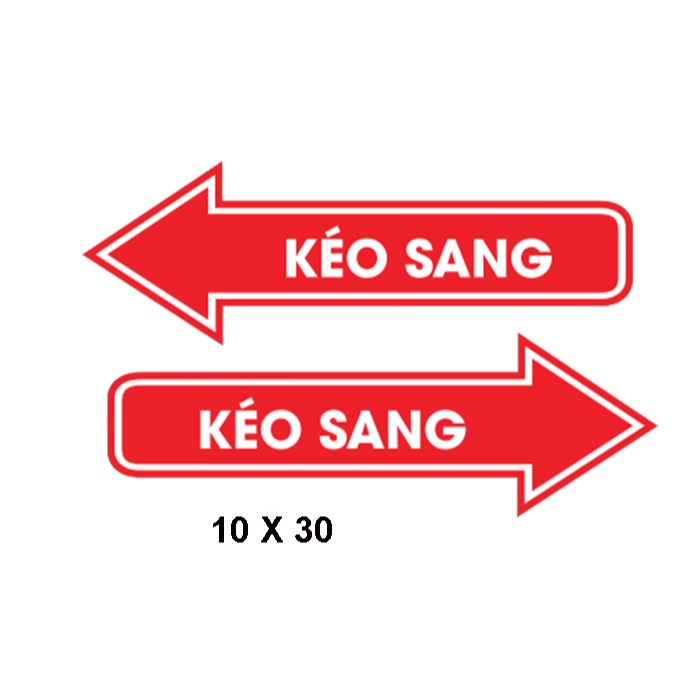 Combo 3 Decal dán cửa kính Kéo Ngang BEDO - Bộ sticker mũi tên chỉ dẫn sang trái/phải cao cấp chống bay màu cho cửa hàng