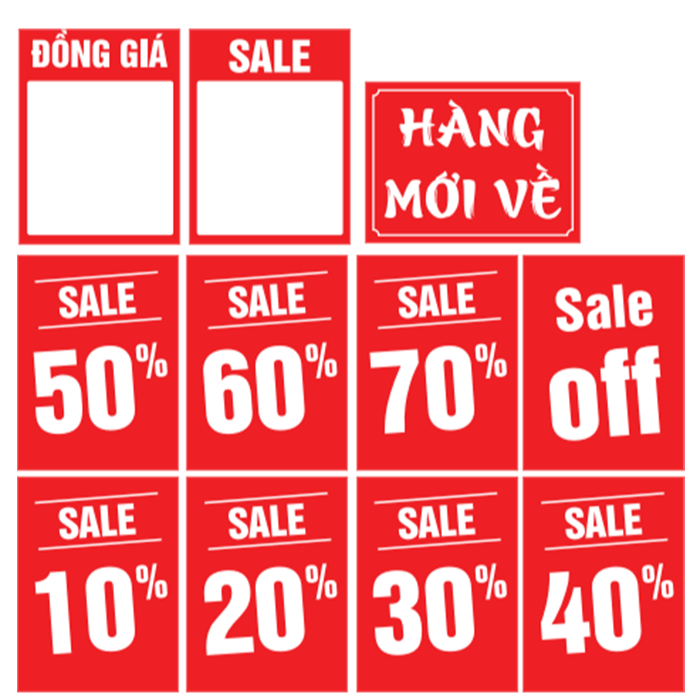Bảng Giảm Giá Sale BEDO bằng decal - Sale Off 20 30 50 80% Treo Cửa Hàng Shop Thời Trang