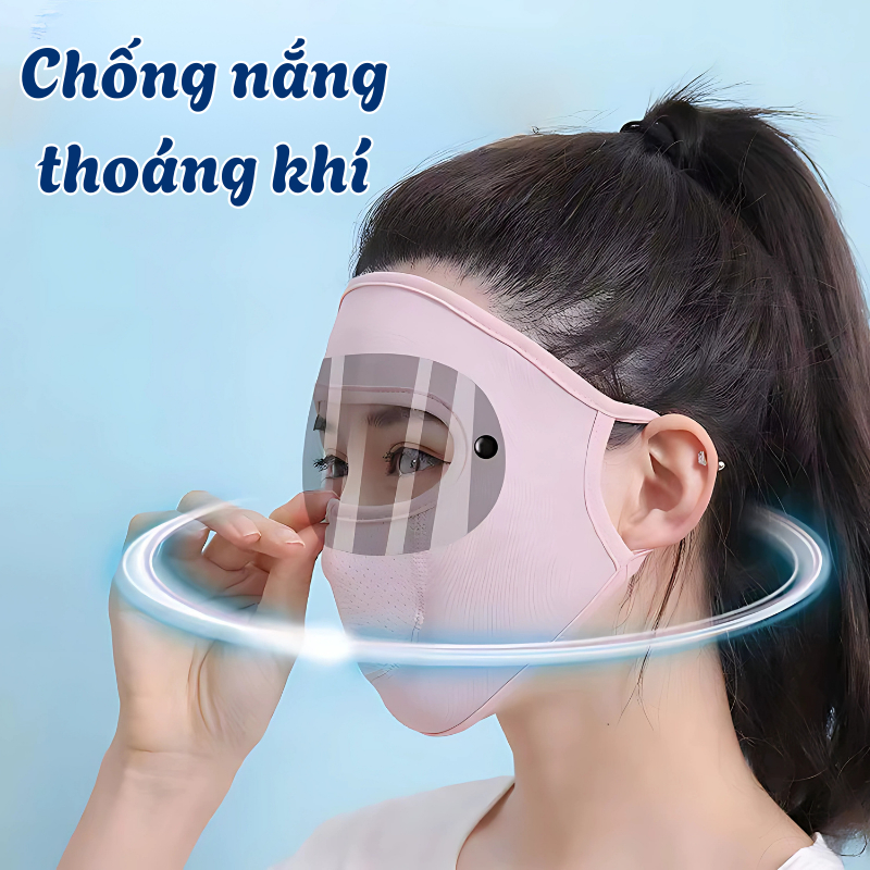Khẩu Trang Chống Nắng Thoáng Khí RICHOUSE Kèm Kính Bảo Hộ Chắn Tia UV Cản Gió, Bụi Bảo Vệ Toàn Diện