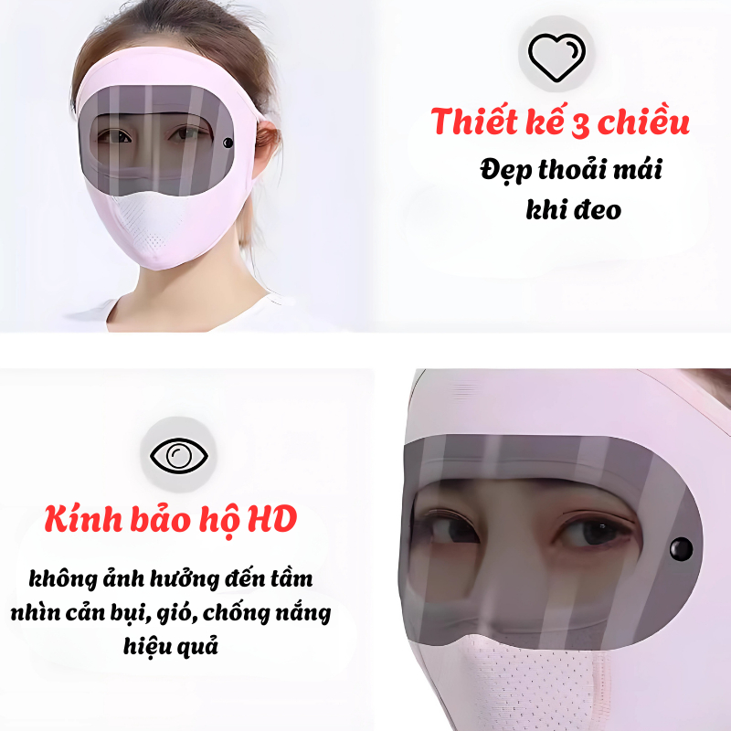 Khẩu Trang Chống Nắng Thoáng Khí RICHOUSE Kèm Kính Bảo Hộ Chắn Tia UV Cản Gió, Bụi Bảo Vệ Toàn Diện