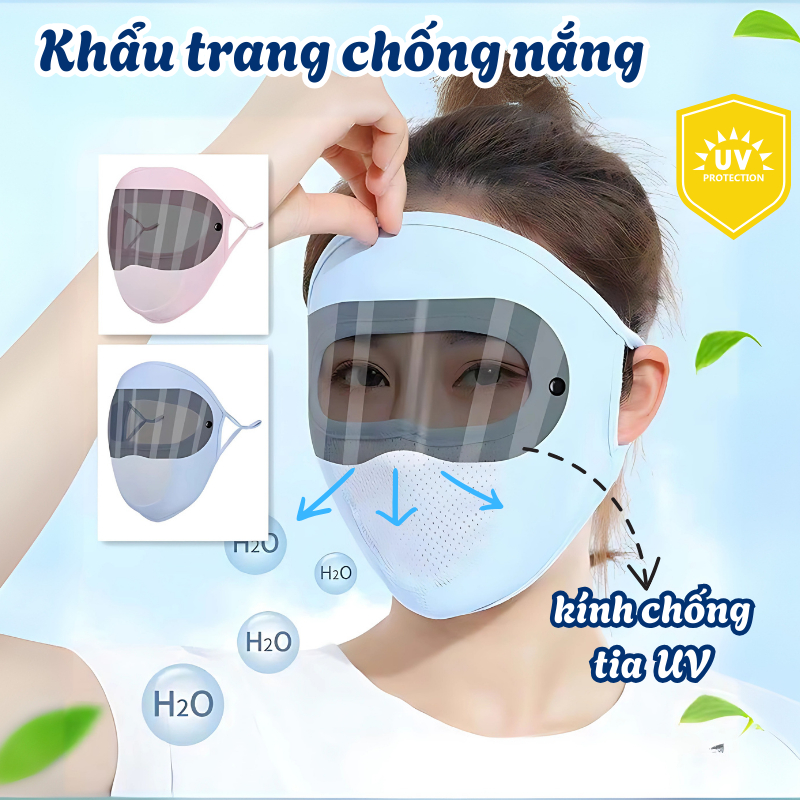 Khẩu Trang Chống Nắng Thoáng Khí RICHOUSE Kèm Kính Bảo Hộ Chắn Tia UV Cản Gió, Bụi Bảo Vệ Toàn Diện