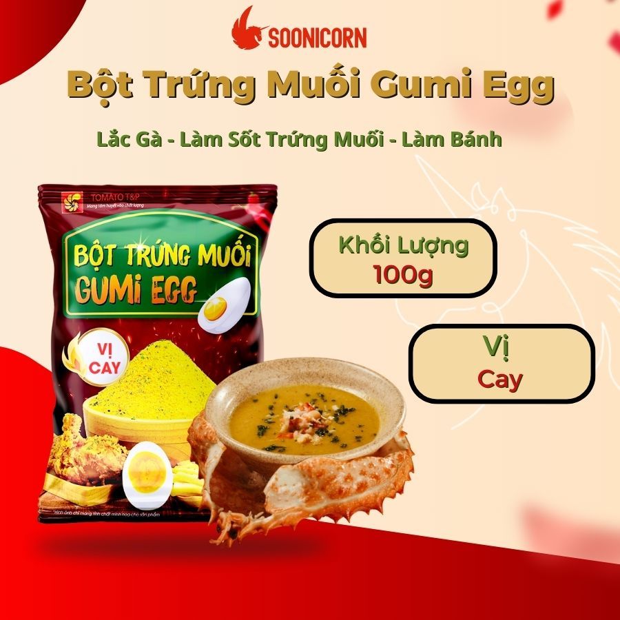 🥚 Bột Trứng Muối Gumi Egg 100g | Dùng Làm Bánh, Sốt Trứng Muối | Vị Truyền Thống & Cay - Soonicorn