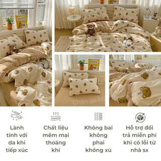 Bộ vỏ chăn ga gối Luna M2T Bedding gồm ga giường - 2 vỏ gối và vỏ chăn có khóa kéo