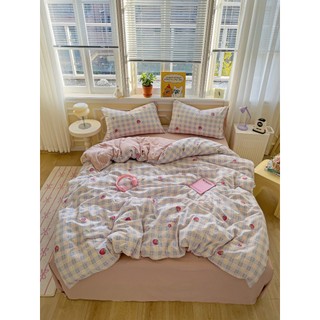 Bộ vỏ chăn ga gối Luna M2T Bedding gồm ga giường - 2 vỏ gối và vỏ chăn có khóa kéo