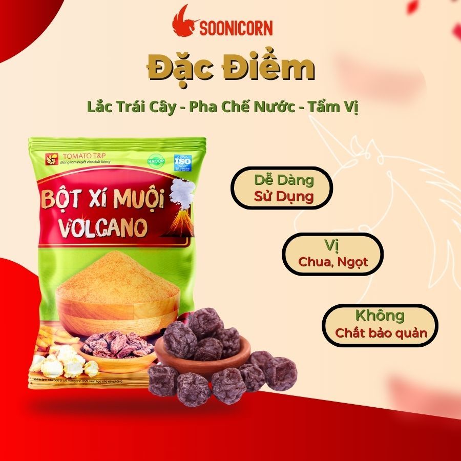 🍑 Bột Xí Muội Volcano 100g | Dùng Lắc Trái Cây, Khoai Tây Chiên, Bắp Rang, Pha Chế Nước - Soonicorn