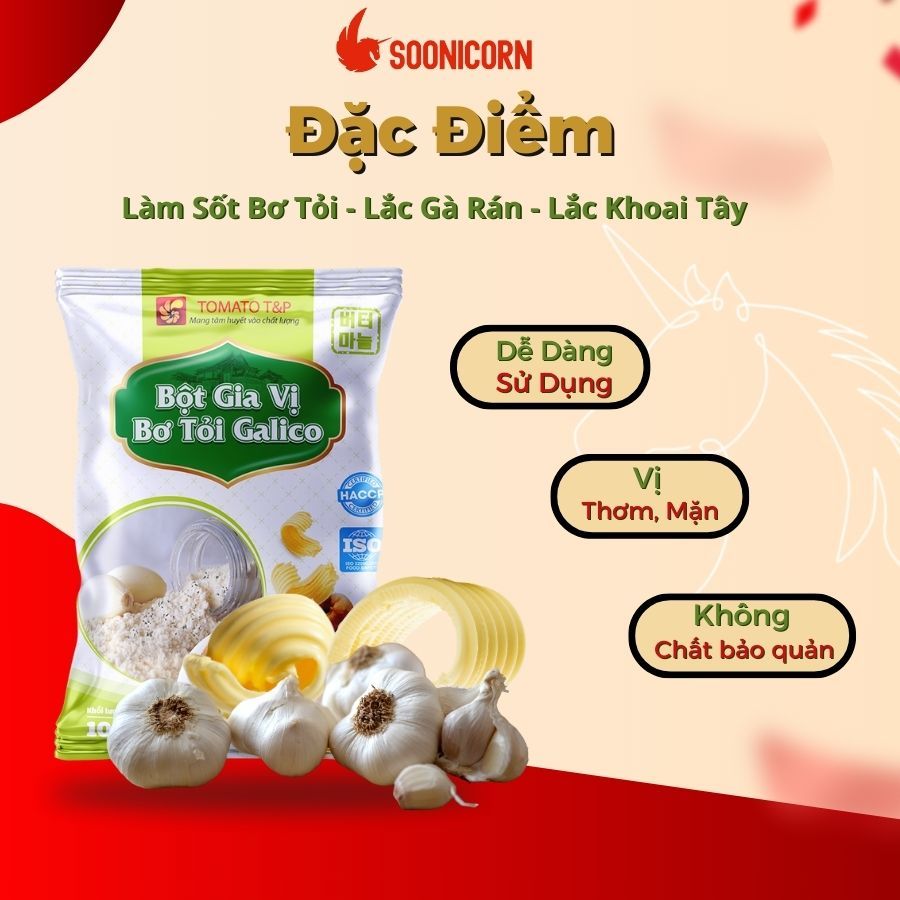 🧄 Bột Gia Vị Bơ Tỏi Galico 100g | Dùng Làm Sốt Bánh Mì Nướng, Lắc Khoai Tây, Gà Rán - Soonicorn