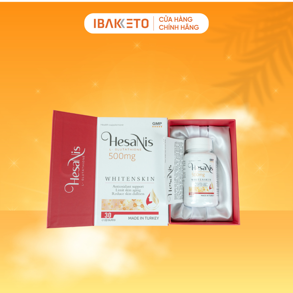Vin ung trng da Hesanis Glutathion 500mg - H tr lm sng da, tr ha  ln da | Shopee Vit Nam