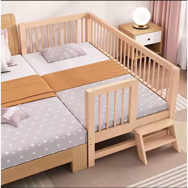 Giường Ghép Gỗ Thông Nan Tròn Cho Bé HomDecor – An Toàn, Chắc Chắn, Ghép Giường Người Lớn Có Thiết Kế Theo Yêu Cầu