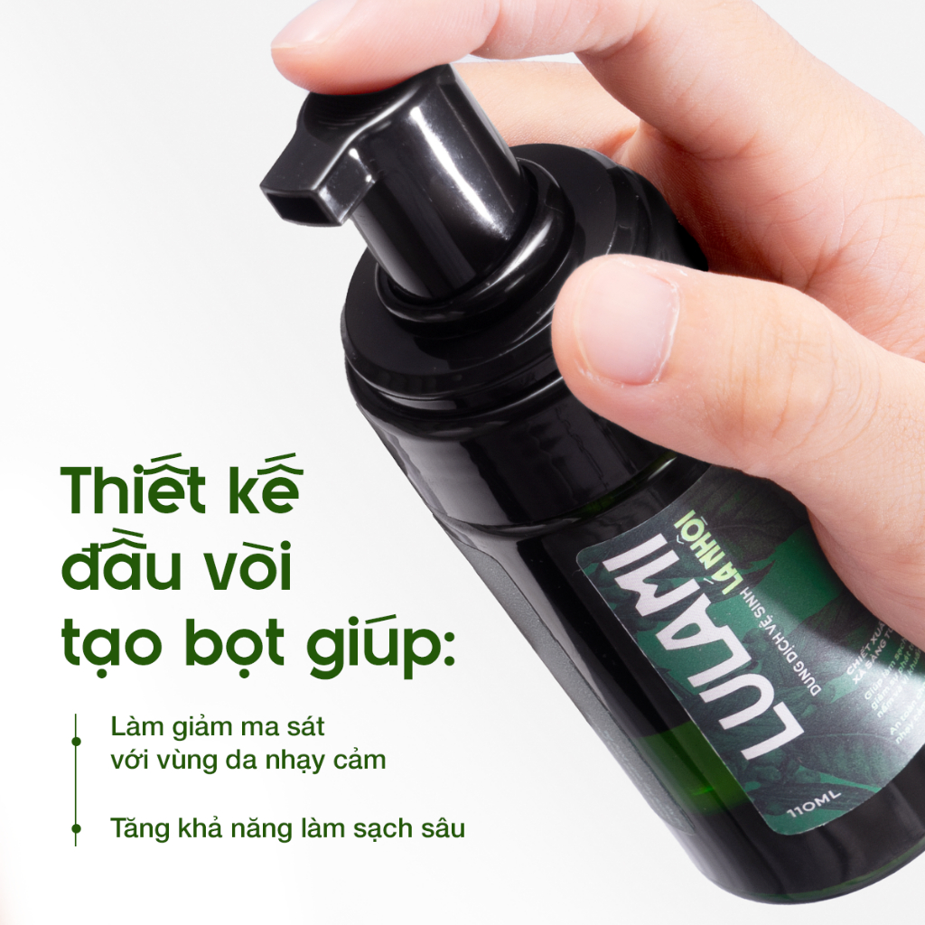 Dung dịch vệ sinh nam giới Lá Nhội LULAMI Sạch sâu và Thơm lâu Dạng bọt - Dung tích 110ml