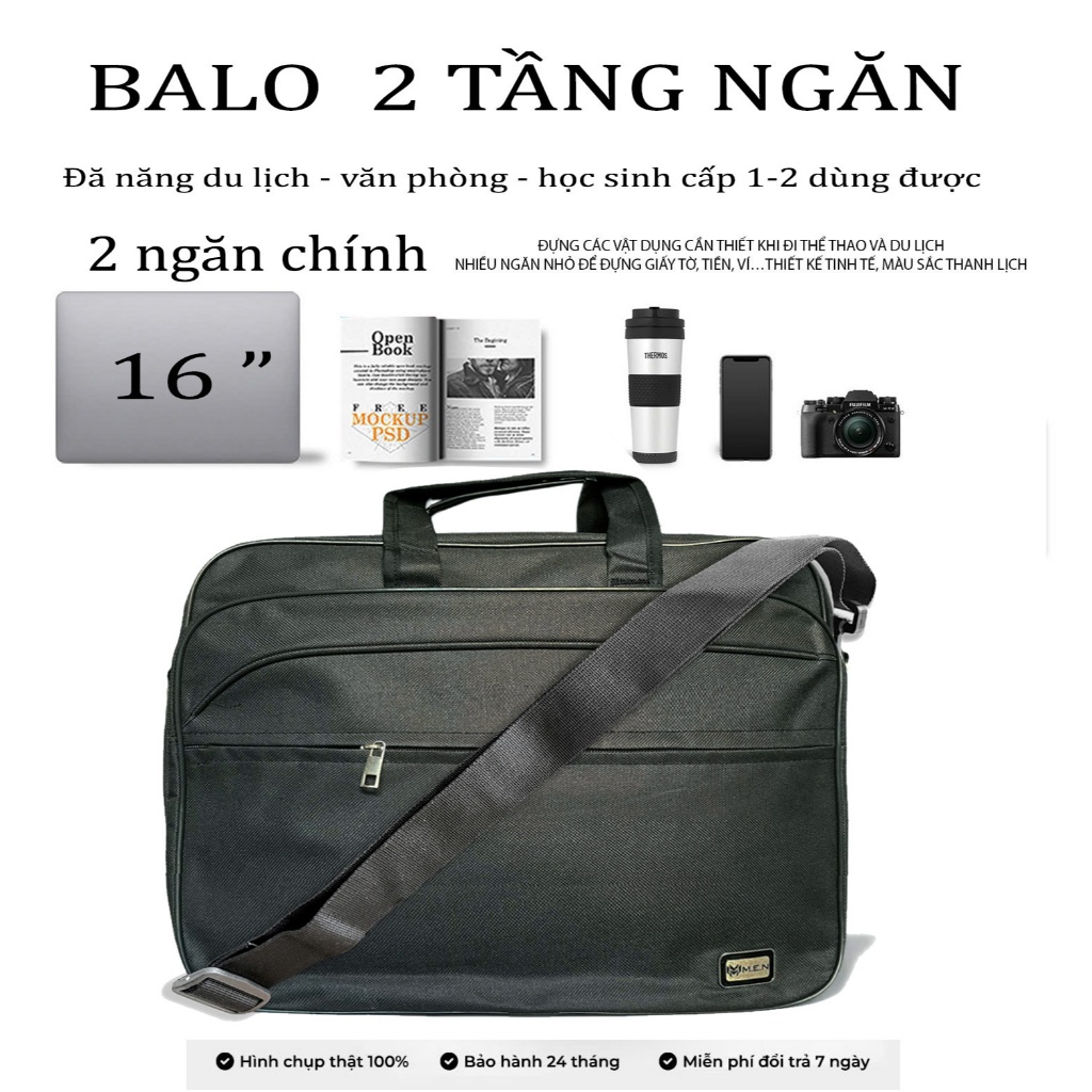 Full đen 4 kiểu Cặp công tác đeo chéo chống va đập bảo vệ đồ cá nhân siêu vipp M.E.N nhiều lớp [NSX CÓ BẢO HÀNH]