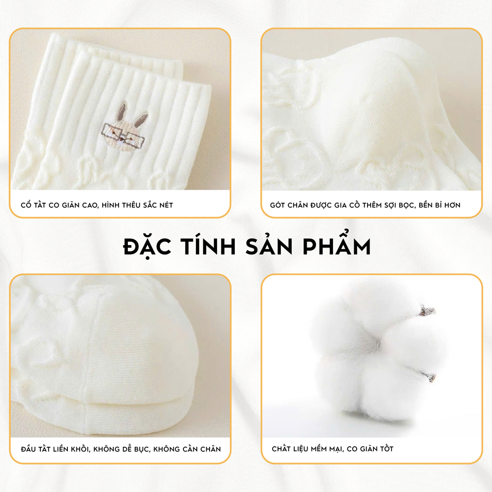 Tất vớ nữ họa tiết dễ thương và thổ cẩm dệt nổi, chất liệu mềm mịn thoáng khí - Ekiu Shop