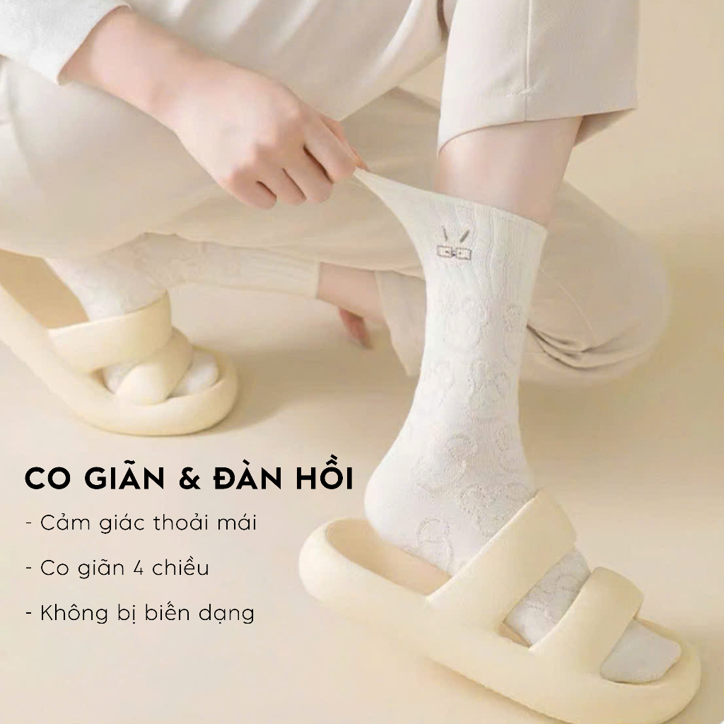Tất vớ nữ họa tiết dễ thương và thổ cẩm dệt nổi, chất liệu mềm mịn thoáng khí - Ekiu Shop