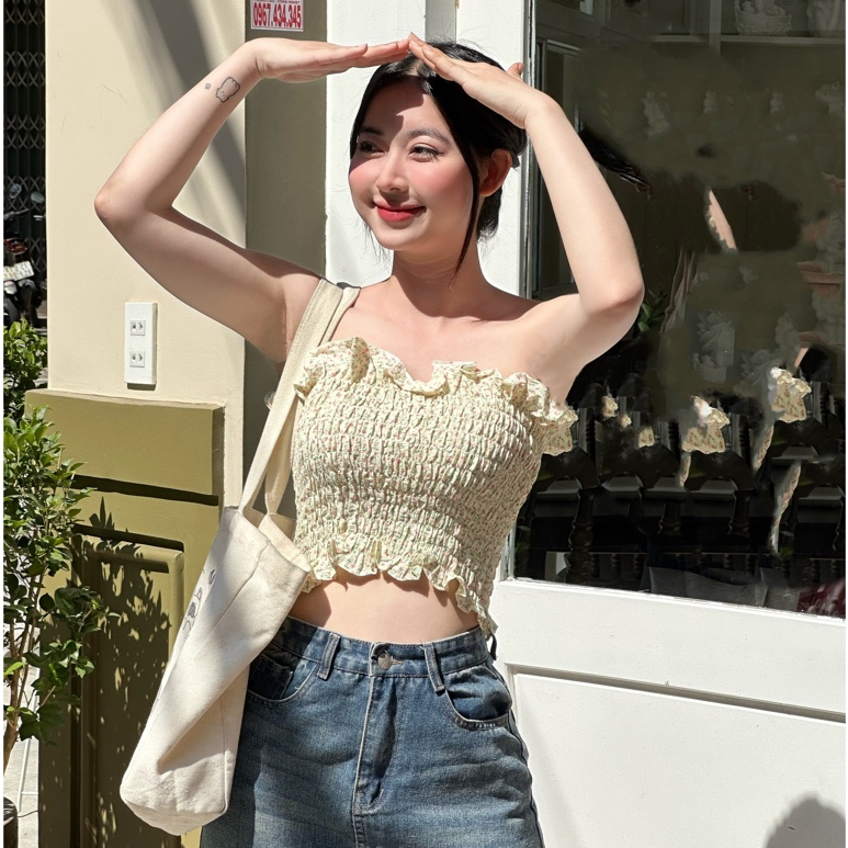Áo ống hoa bo chun freesize