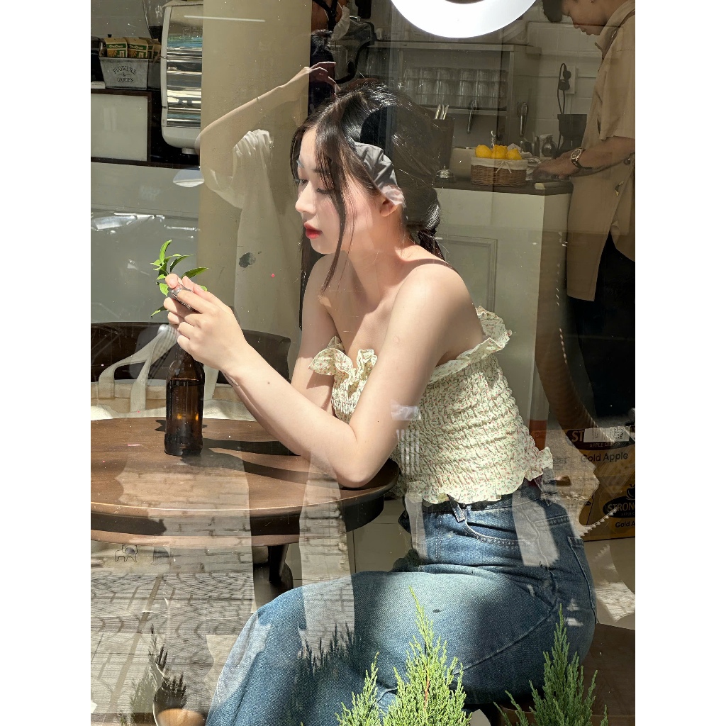 Áo ống hoa bo chun freesize