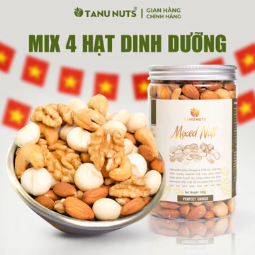 Hạt dinh dưỡng mix 4 loại hạt TANU NUTS, mix hạt ngũ cốc dinh dưỡng ăn vặt healthy, lành mạnh