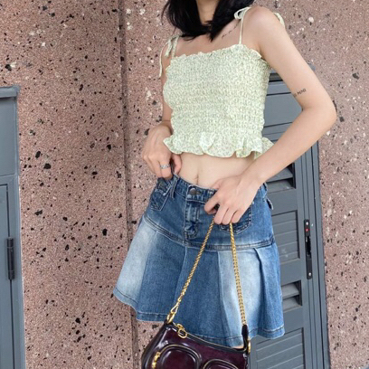 Áo ống  nhún hoa cột dây