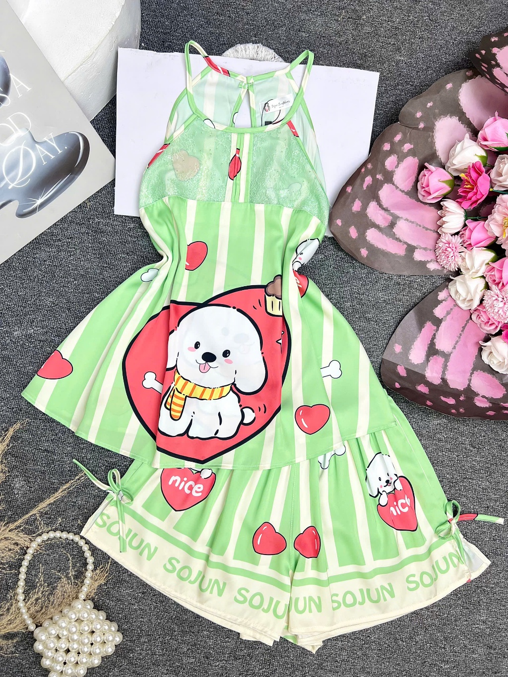 Ảnh Đồ Ngủ Sexy Nữ SOJUN Bộ Yếm Latin Xếp Ly Ren Thiết Kế 1 size 45 - 65Kg 1